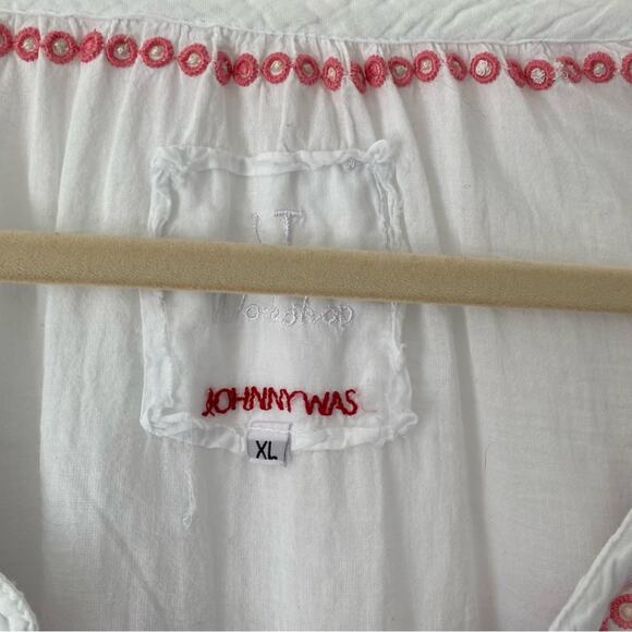 Johnny Was Tatum Peasant Embroidered White Boho Sheer Top size XL - Picture 10 of 10
